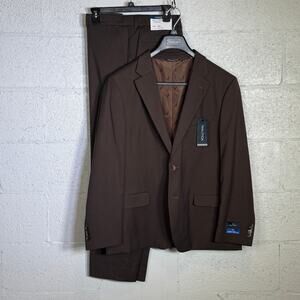 Nautica Men's Modern-Fit Stretch Fall Suit Brown 44S 38W $395
